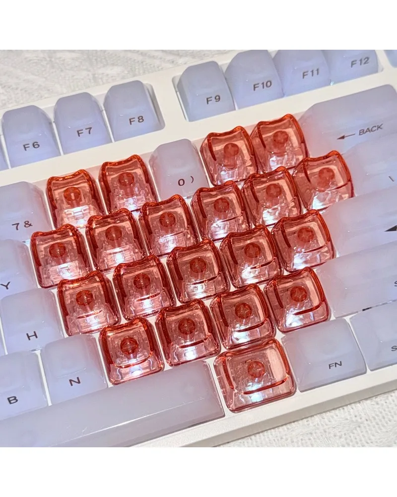Pink and white keycaps Mechanical keyboard 21 keys Transparent PC two-color 0EM Height supplement