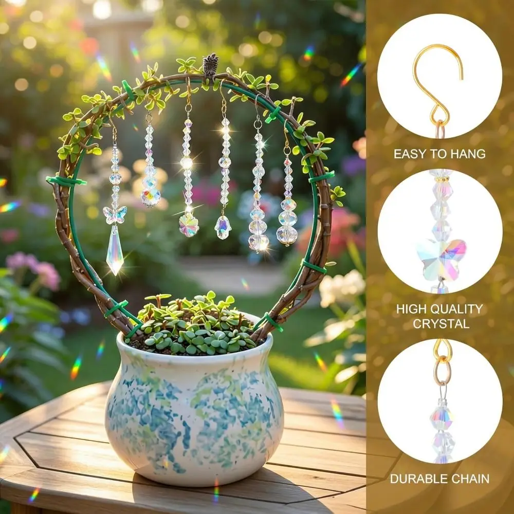 Picture 3: Handmade Crystal Suncatcher Pot Accessory Creative Hanging Drop Bead Plant Decoration Hanging Decoration Rainbow Maker