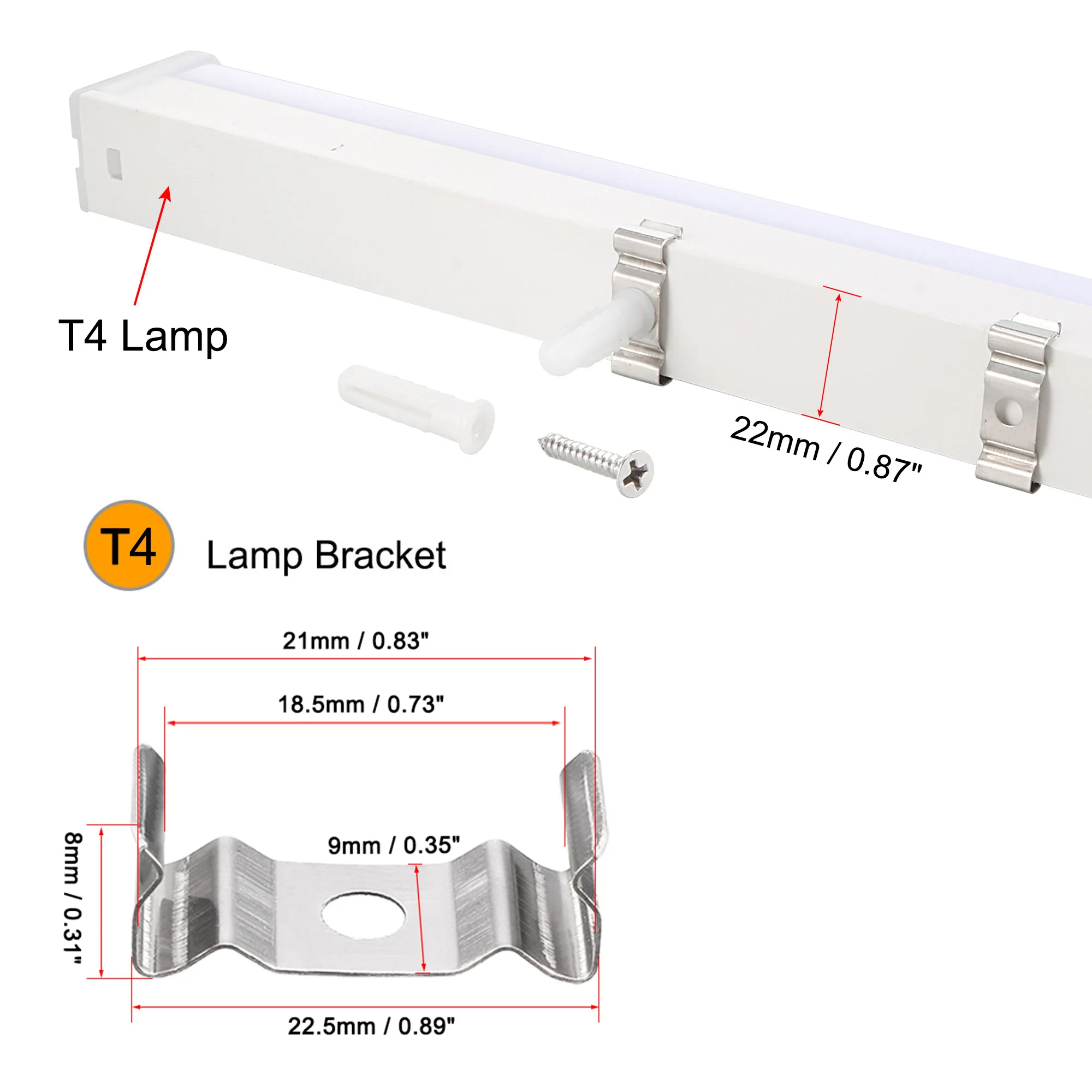 20Set T4 T5 T8 Clips Bracket Hanger Fluorescent Tube Light Fixture Holder Clamp with Screw Hollow Pipe for LED Bulbs CeilingLamp