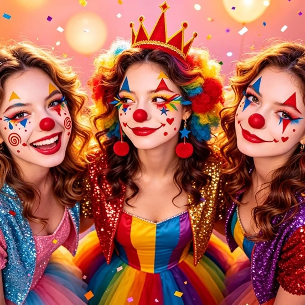 Make Up Joker Face Tattoo Sticker Face Art Waterproof Circus Clown Temporary Tattoo Long Lasting DIY Little Witch Face Sticker
