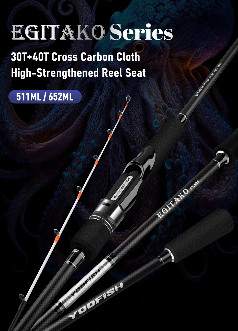 YOOFISH EGITAKO Tintenfisch Jigging Angelrute 511 ml 652 ml 2 Abschnitt Solid Carbon Rod Tip Tintenfisch Spinnrute Octopus Boot Angelruten – Detail 1