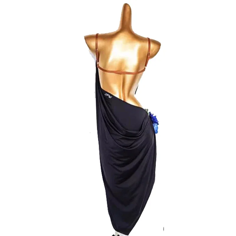 Vestido de dança latina sem mangas para mulheres, cor pura, rumba, chacha, salsa, dancewear, roupas de performance, oco, sexy, novo, 2023