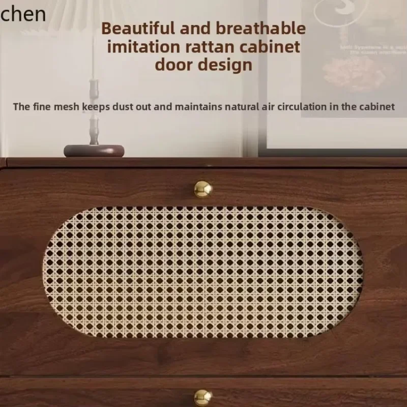 w28-  Rattan Ultra-Thin Shoe Cabinet Solid Wood Simple Flip Entryway Thin Console Cabinet