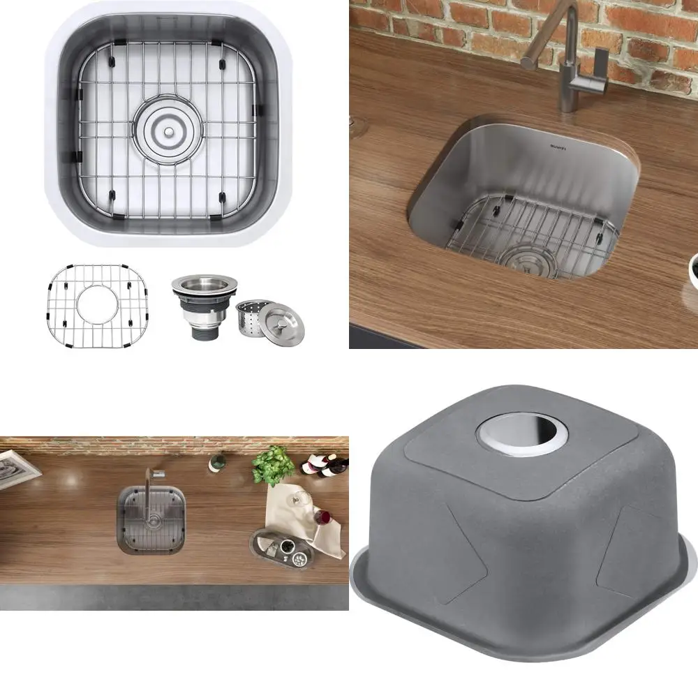 

Undermount Bar Sink 16 x 16 Inches, 16 Gauge Stainless Steel, Single Bowl, Brushed Finish, Kitchen Sink with Concealed Mounting