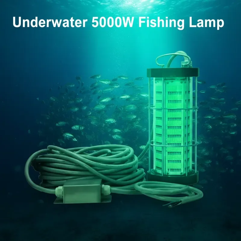 5000W Under Water Deepsea LED Fishing Light Cyan Yellow Blue Green Color for Squid and Salmon Fishing Lamp