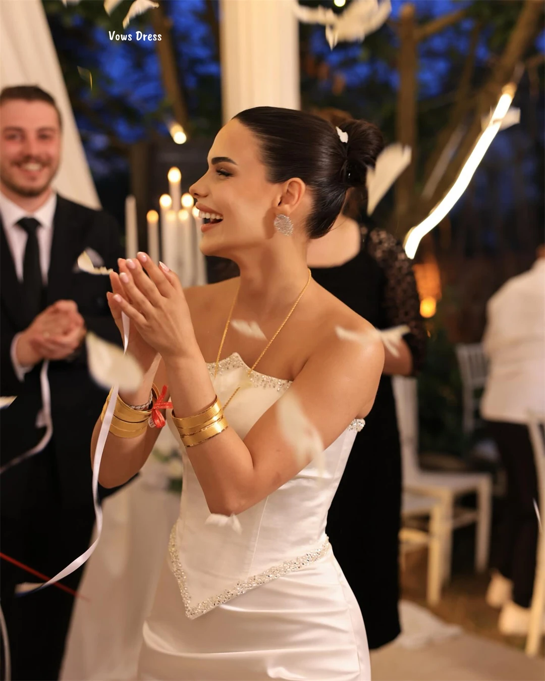 Vows Robes De cóctel vestido De noche mujer vestidos De tela satinada vestidos De fiesta elegantes hechos a medida 2025 línea A vestidos De baile con cinta