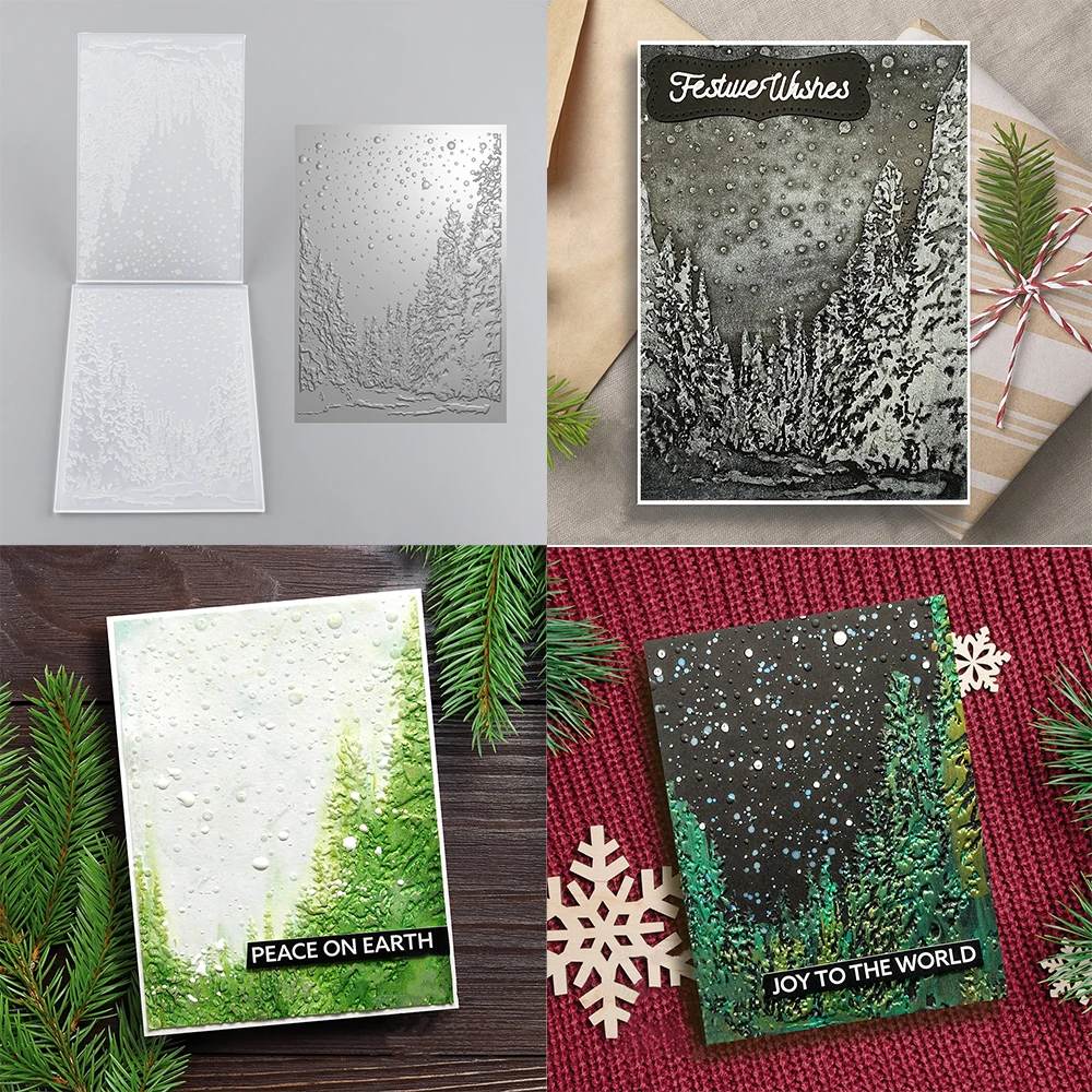 Snowy Forest Glade 3D Embossing Folder Background Card Scrapbooking Crafting Making For Adding Texture And Dimension To Craft