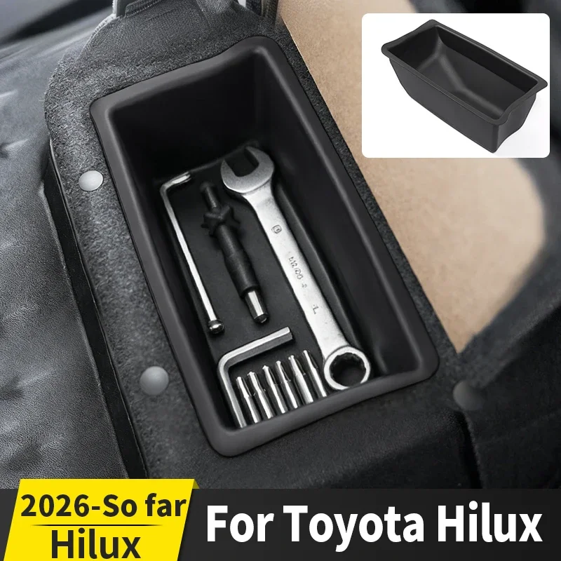 

For 2026 Toyota Hilux SR SR5 Car Under Rear Seat Storage Silicone Mat Waterproof Dustproof Protective Auto Interior Accessories