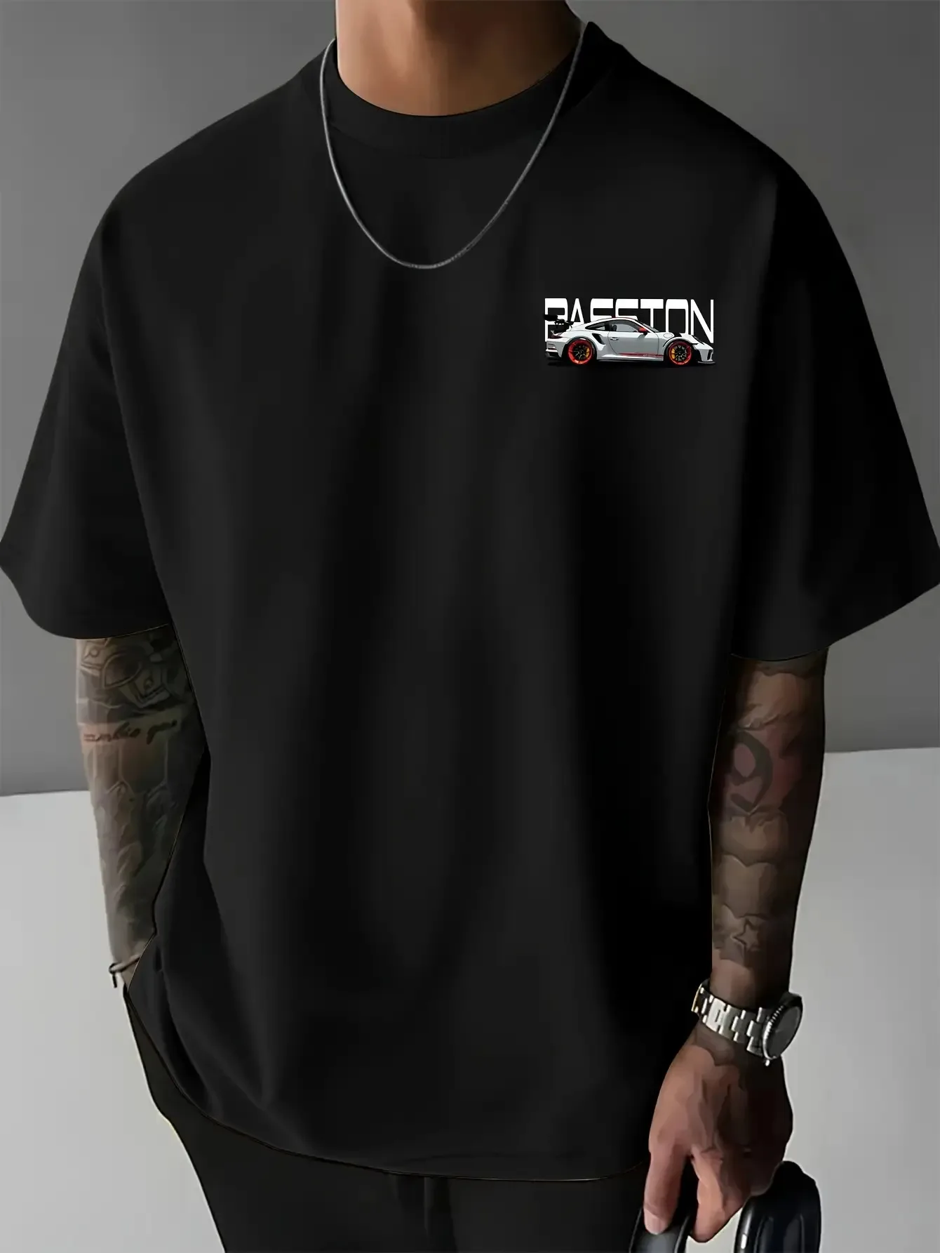 Men's Summer T-shirt with Top-level Racing Element Pattern Print 100% Cotton Breathable Round Neck Trendy Street Style Fashion image 3