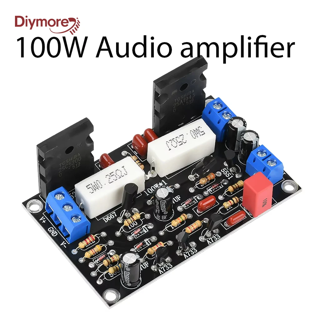 Single Channel High-power Amplifier Board DC-10V-45V 2SC5200+2SA1943 HIFI Audio Amplifier Module 100W