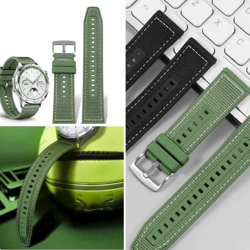 Strap For OnePlus Watch 3/2/2R//OPPO Watch X X2/4 Pro Composite Silicone Nylon Band 22mm Bracelet correa for HUAWEI watch bip 6