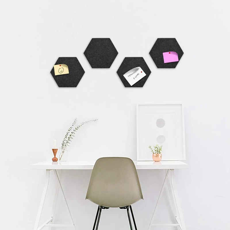 Tablón de notas de fieltro, tablón de anuncios hexagonal, azulejos de corcho de fieltro, decoración de pared para fotos, paquete de 9 unidades