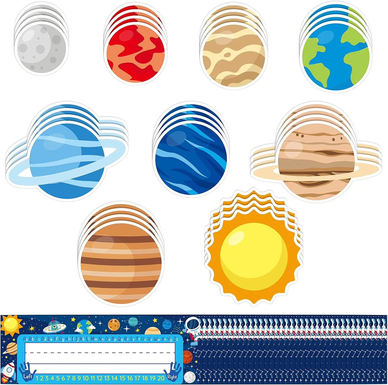 

63Pcs Outer Space Nameplates Cutouts Solar System Classroom Desk Name Tags for Back to School Bulletin Board Decor