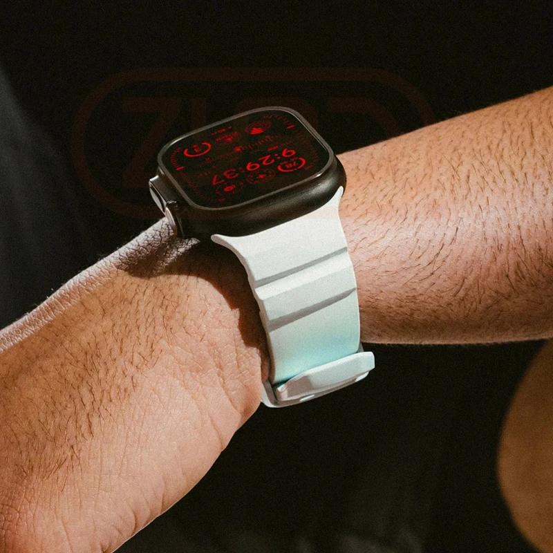 กีฬาสําหรับ Apple Watch Ultra 2 10 9 8 7 6 SE 5 ซิลิโคนไทเทเนียม Breathable สร้อยข้อมือสําหรับ iWatch 42 มม.44 45 มม.46 มม.49 มม.