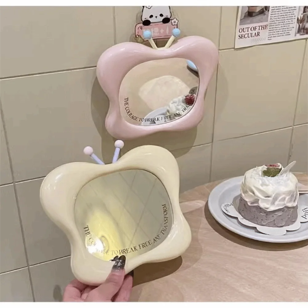 Cute House Shape Makeup Mirror Wall-mounted Tabletop Dressing Mirror Portable with Stand Beauty Mirror