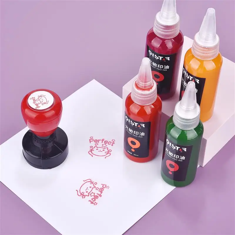 50ml Colorful Ink For Photosensitive Stamp Refilling Ink Rubber Stamp Oil Inking Refill Ink For Office School Make Seal Supplies