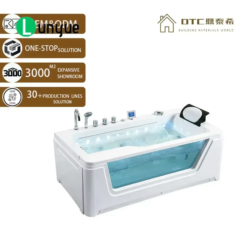 Modern Acrylic Bathtub with Air Massage and Shower Function Drainage System for Bathroom Home Spa Relaxation