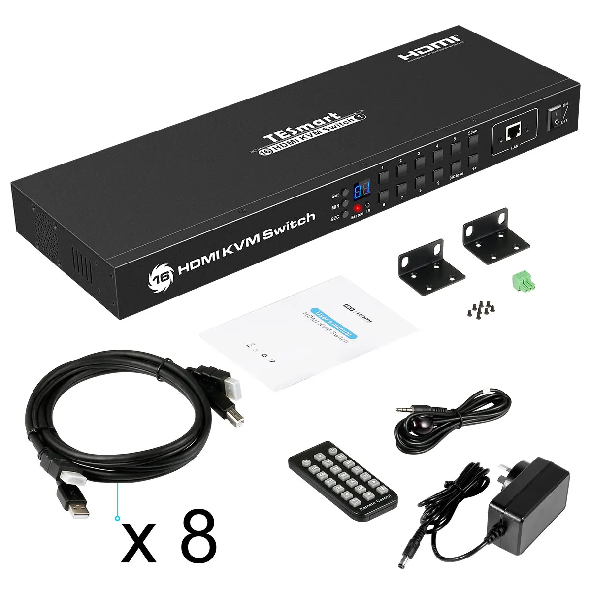 

Supports 4K Rackmount HDMI KVM switch 16way 16 port KVM switch 16x1 KVM switcher