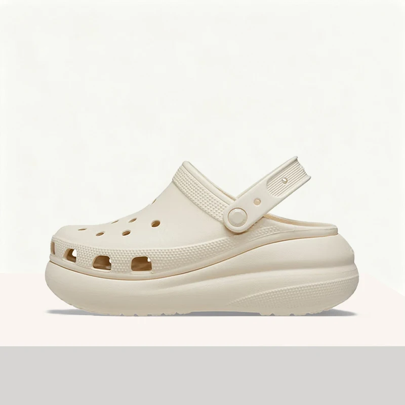 Crocs Classic Crush Clog Off-White Simple Soft Cushioned Supportive Breathable Casual Slip-On Unisex Comfort Shoe 207521-2Y2