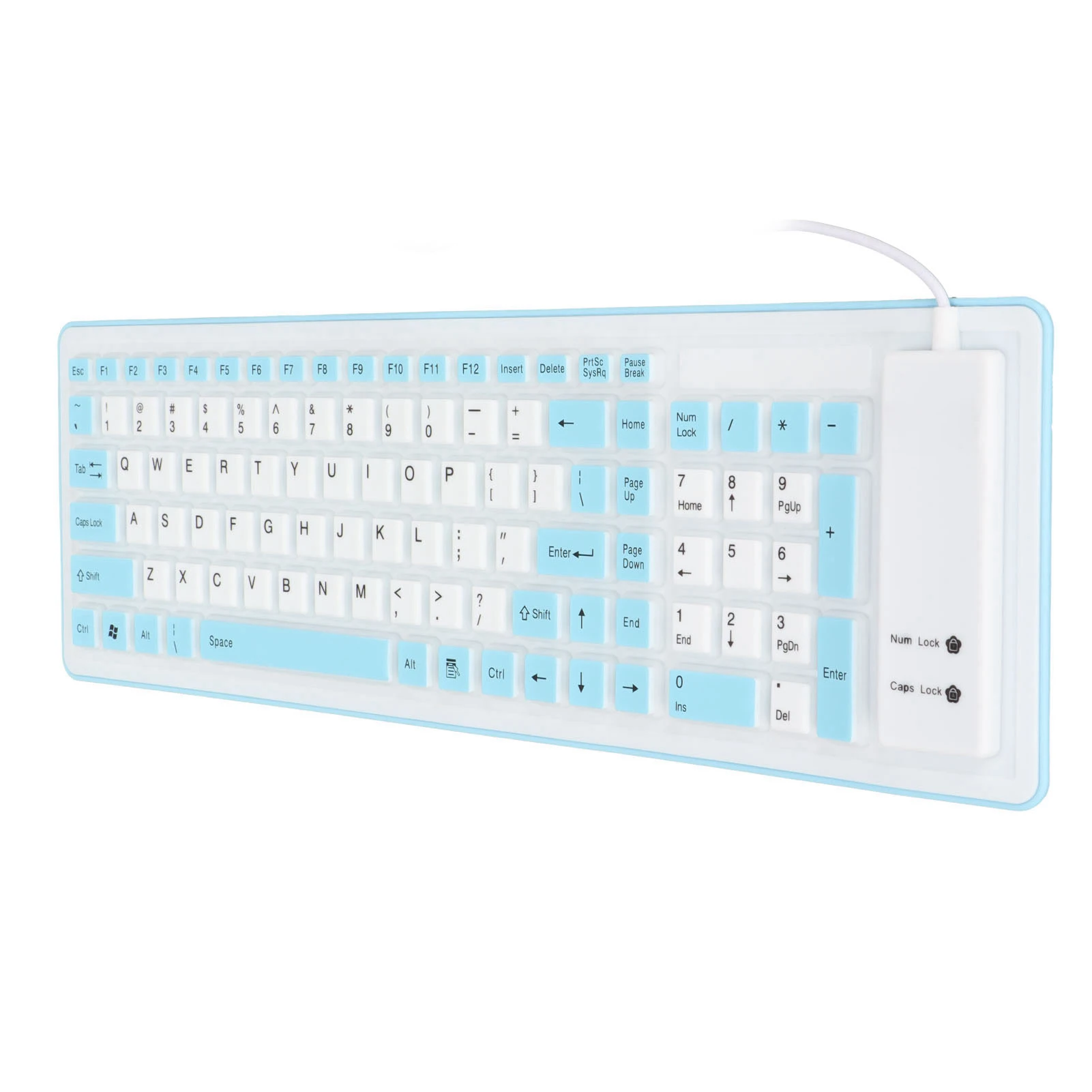 لوحة مفاتيح سيليكون قابلة للطي 103 مفاتيح USB سلكية مقاومة للماء والغبار لوحة مفاتيح صامتة قابلة للطي لأجهزة الكمبيوتر المحمولة وأجهزة الكمبيوتر
