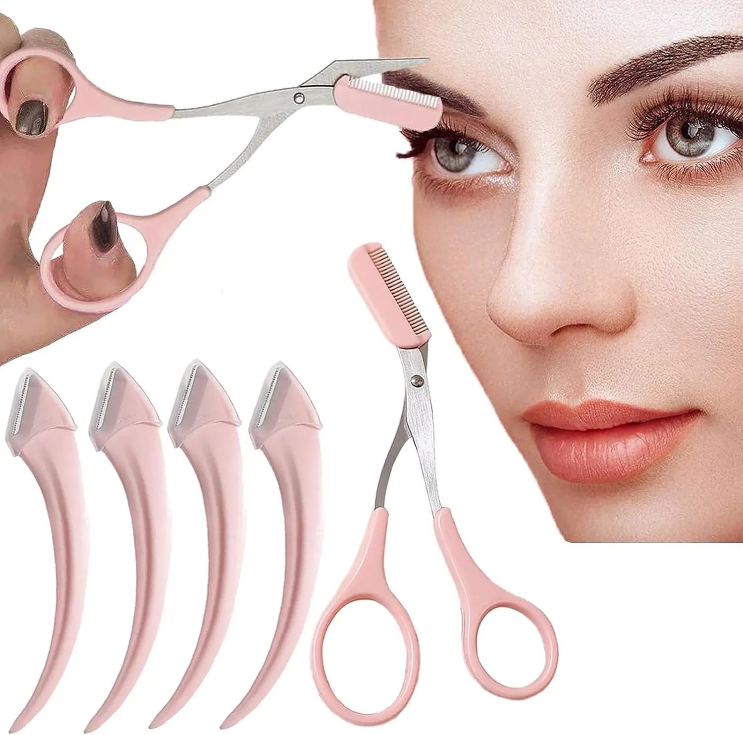 Eyebrow Trimming Knife Eyebrow Face Razor For Women Professional Eyebrow Scissors With Comb Brow Trimmer Scraper Accessories