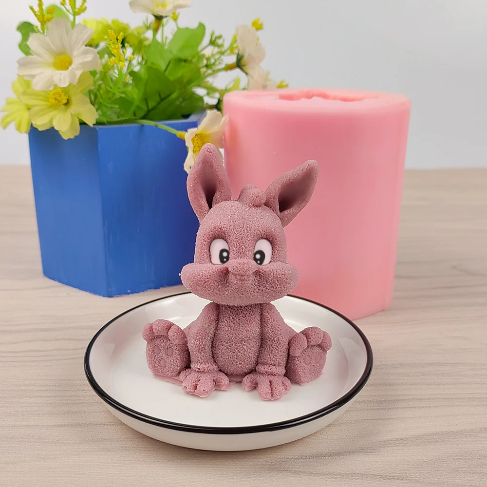 

DW0419 PRZY 3D Cute Fat Rabbit Soap Molds Animals Moulds Silicone Sitting Bunny Candle Mold Wedding Birthday Valentine's Mould