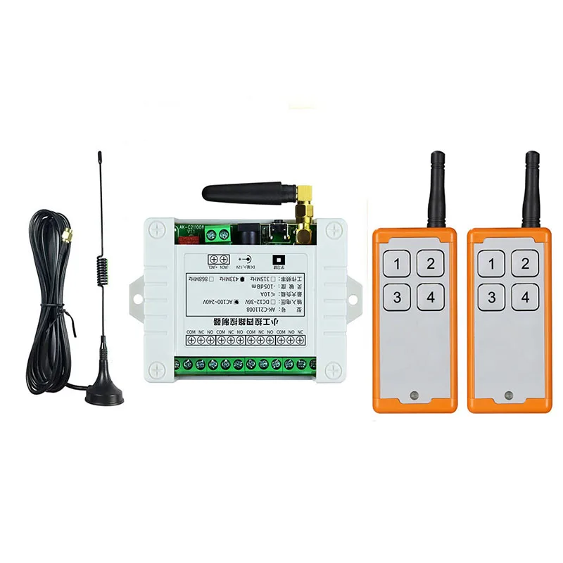 AC110V 220V 240V 4CH RF Wireless Remote Control Switch Radio Receiver With 1000M Long Distance Remote controller Suckers antenna