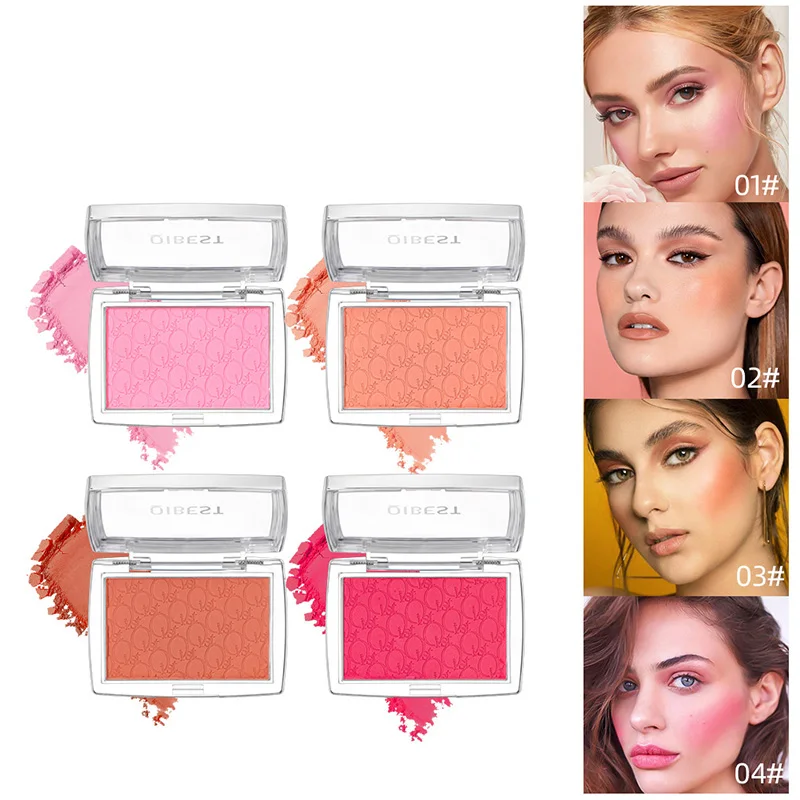 Single Powder Blusher Easy To Color Waterproof Sweat Resistant Long-lasting Contouring Cosmetic Effect Fake Plain Color Makeup