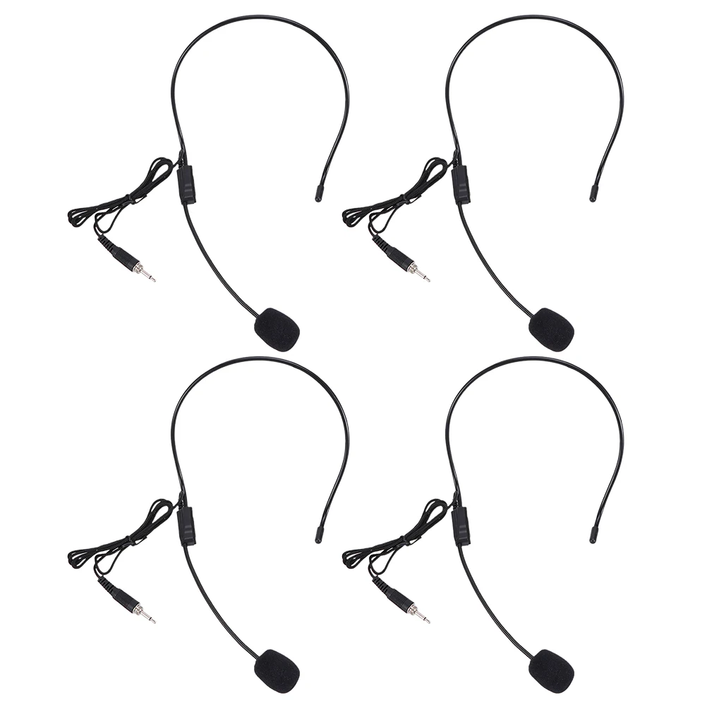 

4pcs Threaded Wire Mouth Microphone Ear Headworn Amplifier Headphones Black Clear Sound Pickup One Way Directional Wired Speaker