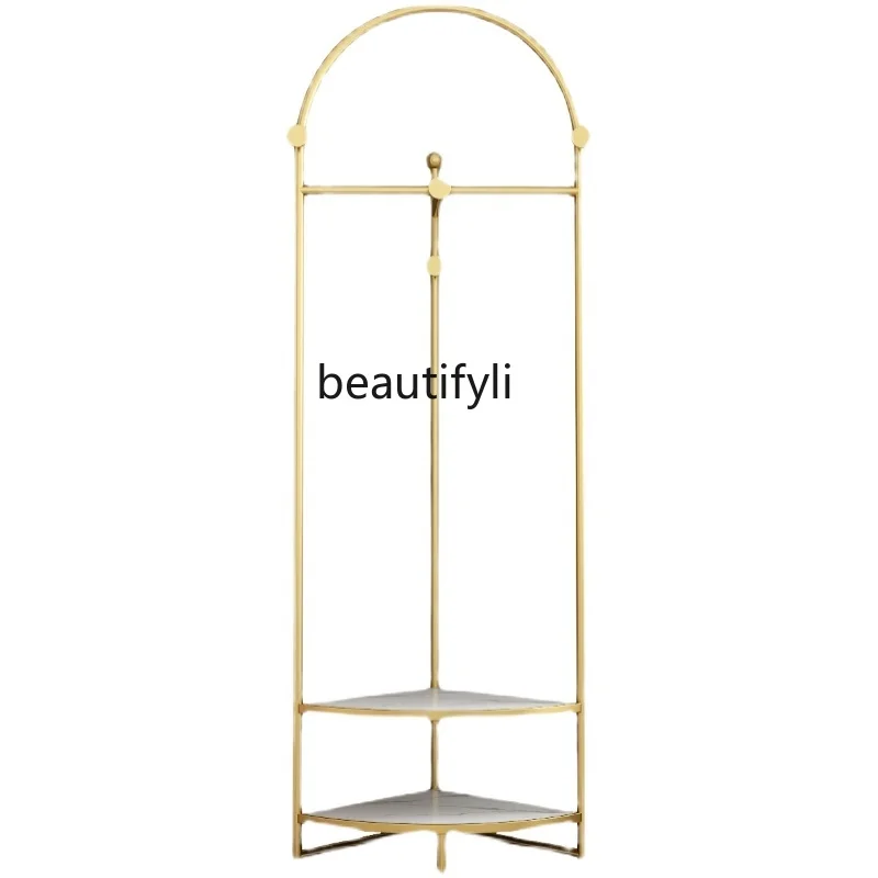 

zq Nordic Ins Bedroom Hanger Floor-Standing Household Coat Rack Bathroom Corner Light Luxury Rod Creative Hanger