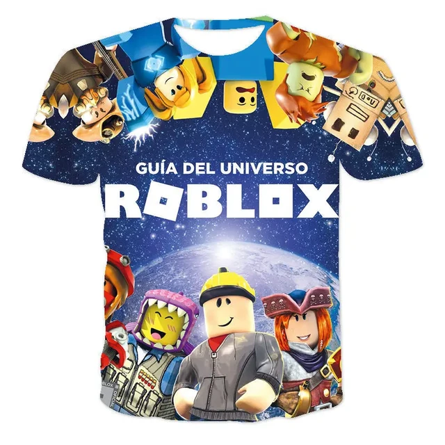 ROBLOX iki boyutlu yazl k T shirt oyun dijital bask nefes yuvarlak boyun k sa kollu 3D spor ust AliExpress