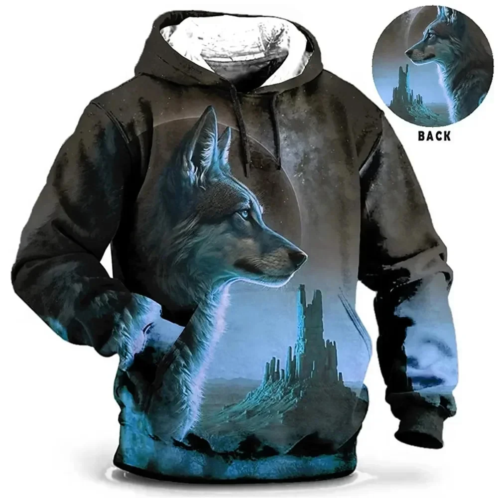 

3D Animal Graphic Men's Hoodie Oversized Hooded Sweatshirt Male Fashion Long Sleeve Tops Winter Casual Jacket Daily Streetwear