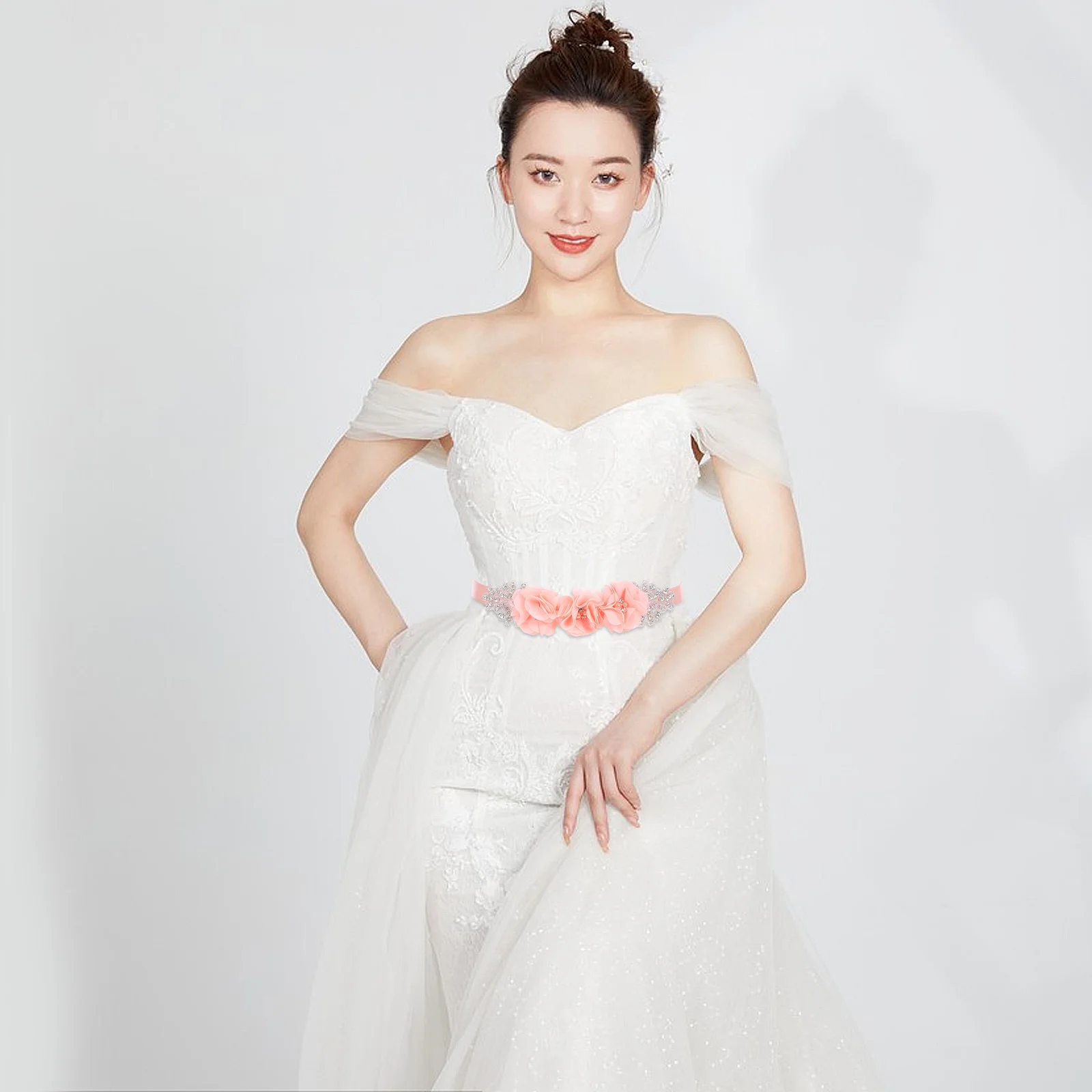 

Elegant Pearl Bridal Belt Handmade Floral Sash Wedding Dresses Bridesmaid Gown Maternity Photography Baby Shower Gift