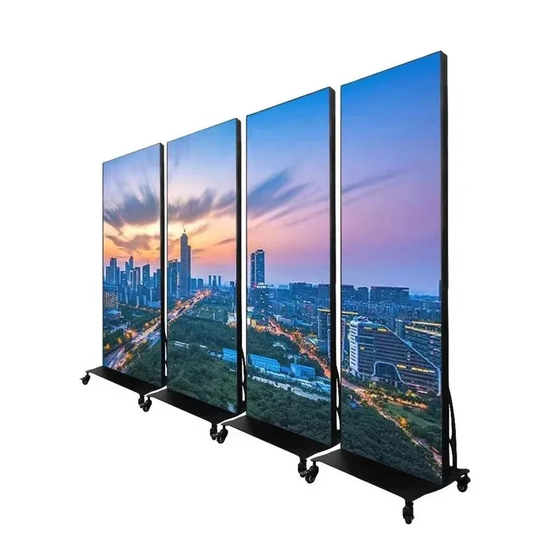 Indoor LED Digital Advertising Poster Display P1.86 P2.5 Movable Wifi Controlled Commercial LED Poster Screen for Business