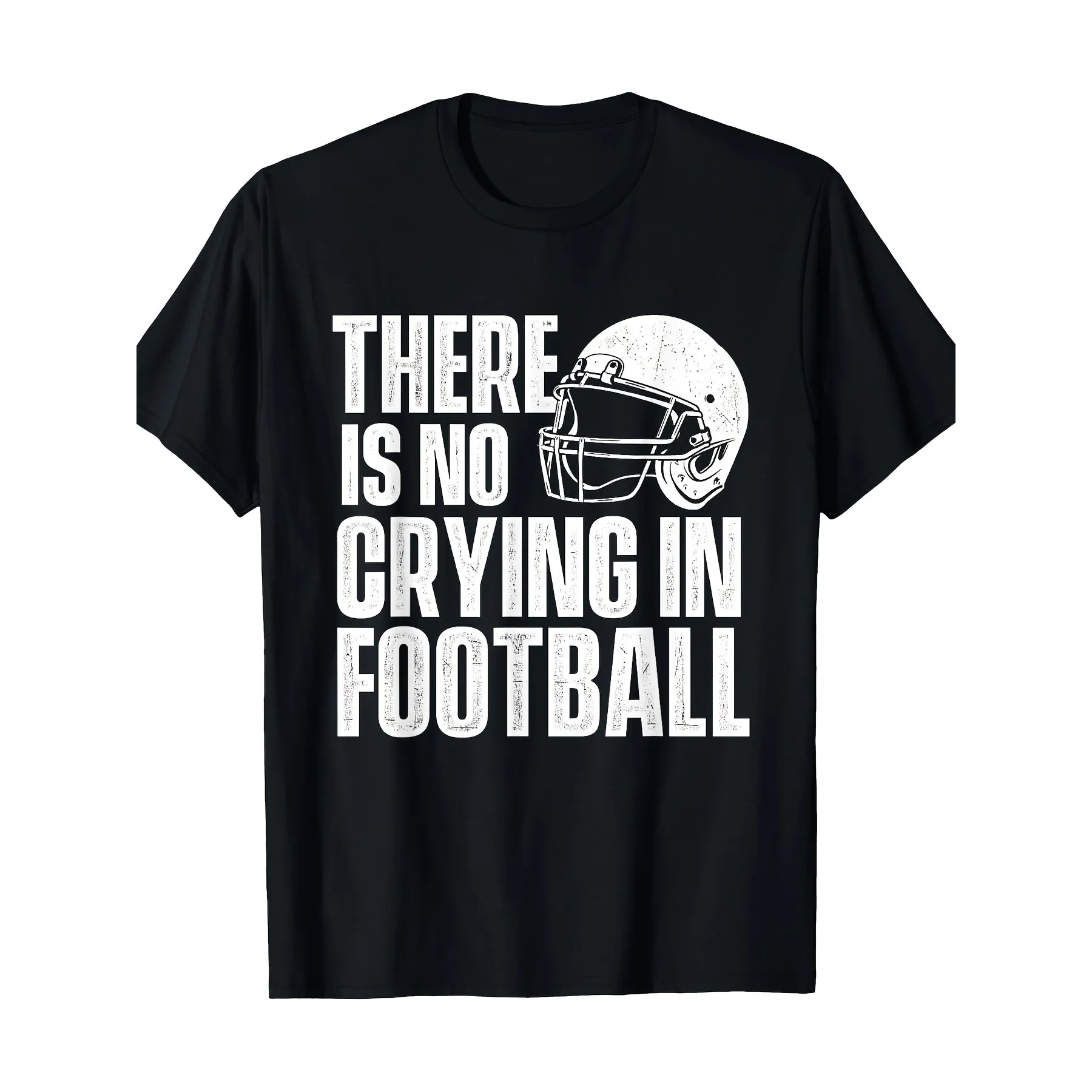 No Crying In Football Graphic Tee American Football Helmet Print Men's Casual T-Shirt