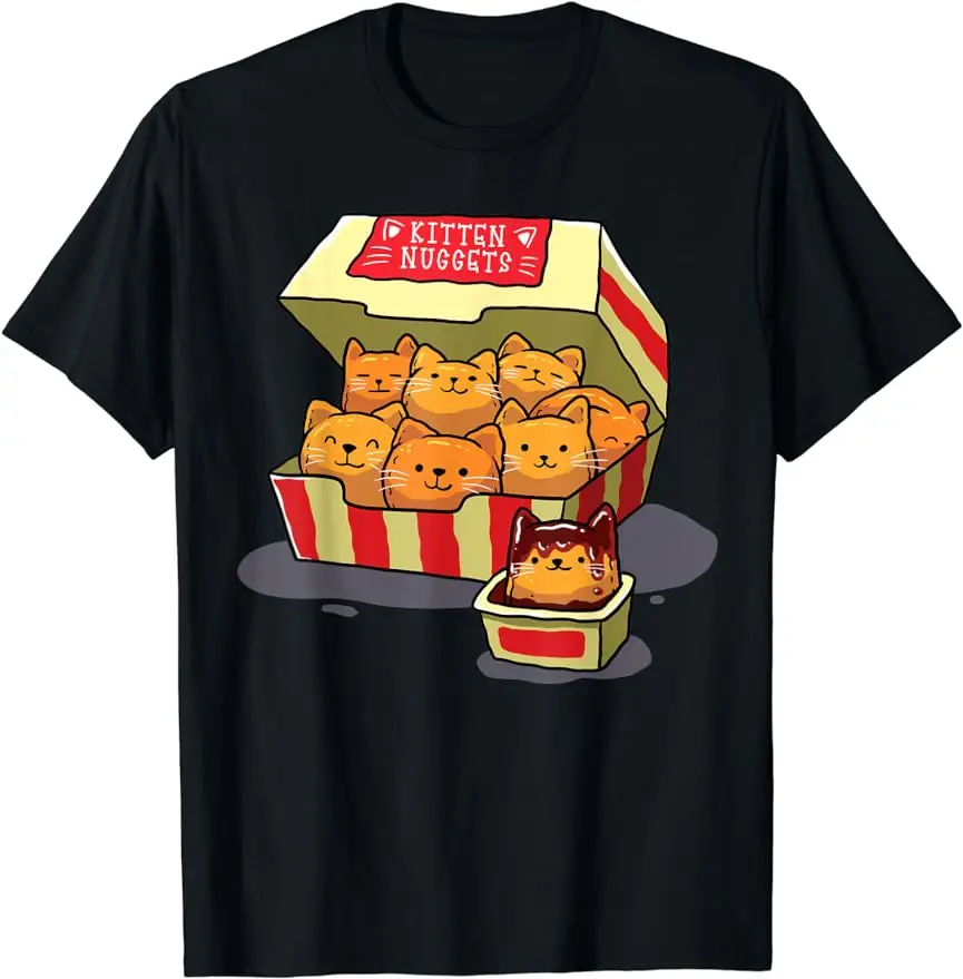 2024Unisex cute art Cat Chicken Nugget shirt Food pun Cat Lover Gift Chicken Nugget T-shirt