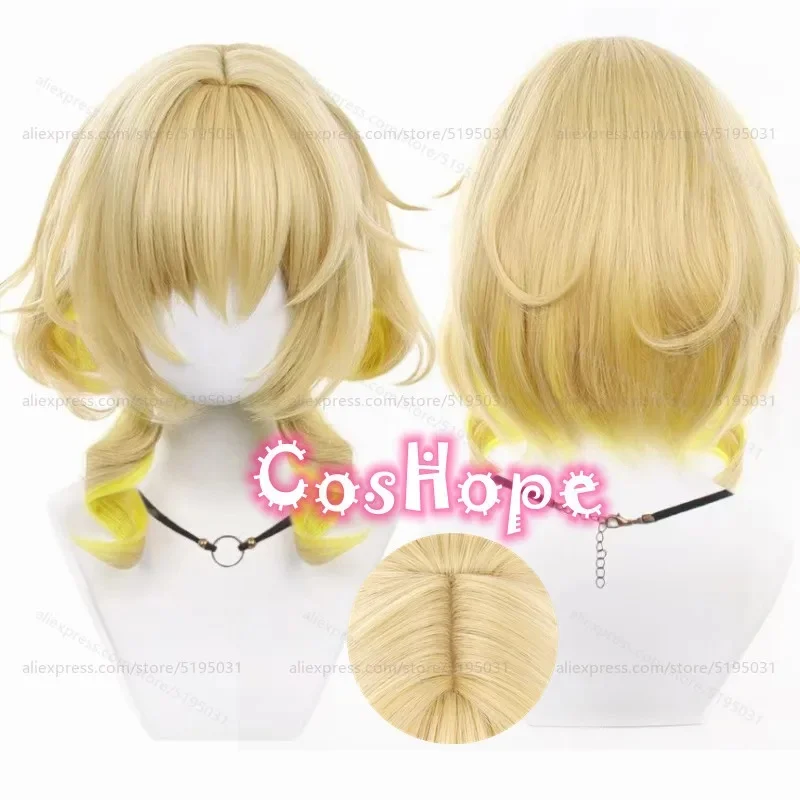 z;3,d'5,g\7/HSR Aglaea 35cm Short Curly Light Golden Gradient Yellow Anime Cosplay Wig Heat 6,j.y'8 /c.