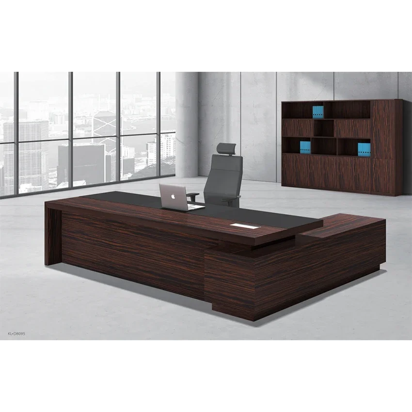 

Luxury Modern Commercial Furniture Solid Wooden Manager Table L Shaped Side Cabinet Executive CEO Boss Manager Office Desk