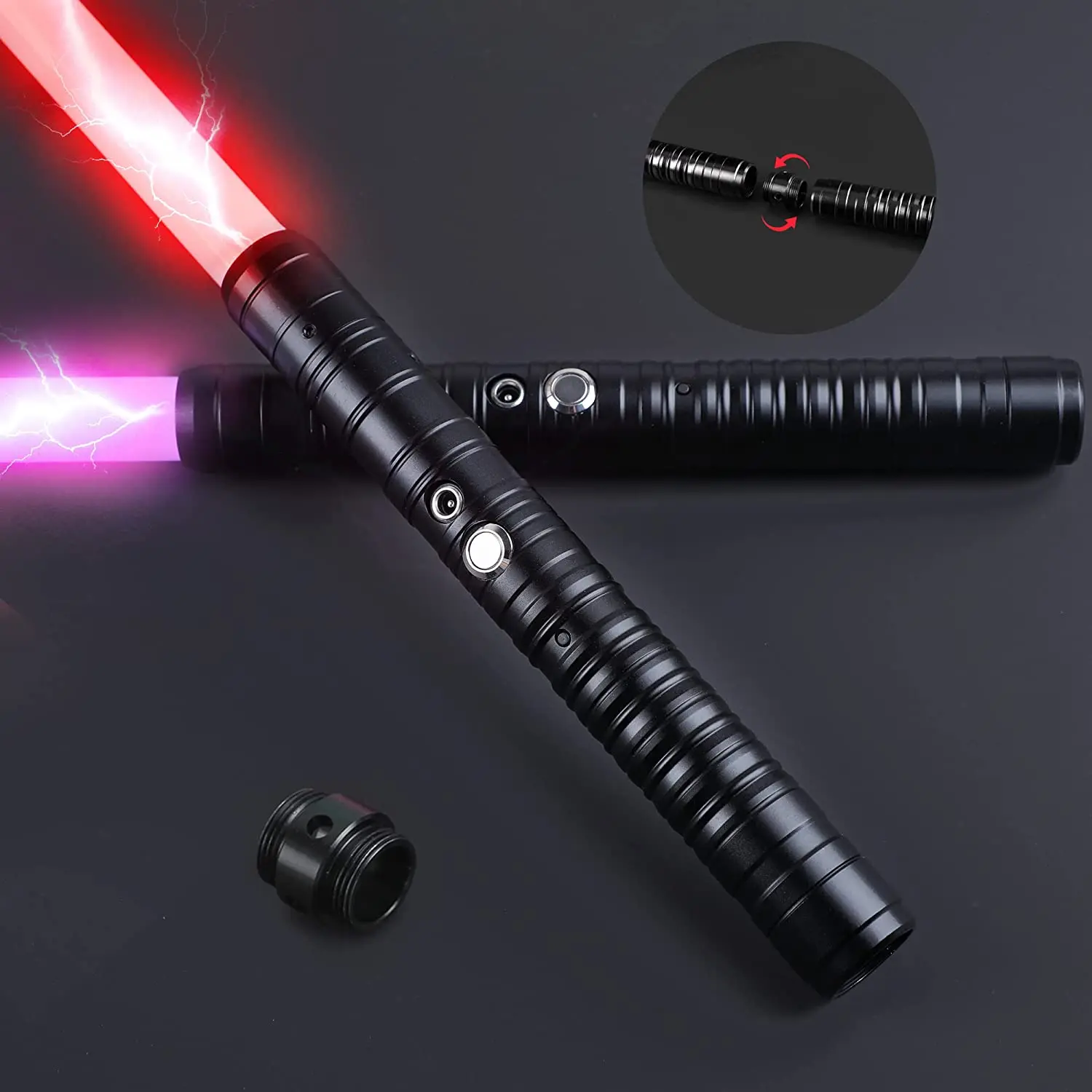 Lightsaber RGB 15 Warna 2 In 1, pedang Laser pegangan logam dapat terhubung, mainan pedang menyala