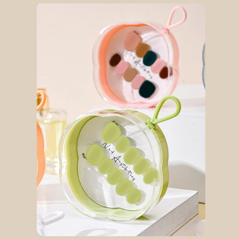 1 PCS Empty Press-On Nail Storage Plastic Four-leaf Clover Shape Boxes With Lanyard Clear Nail Packaging Case Storage Tool