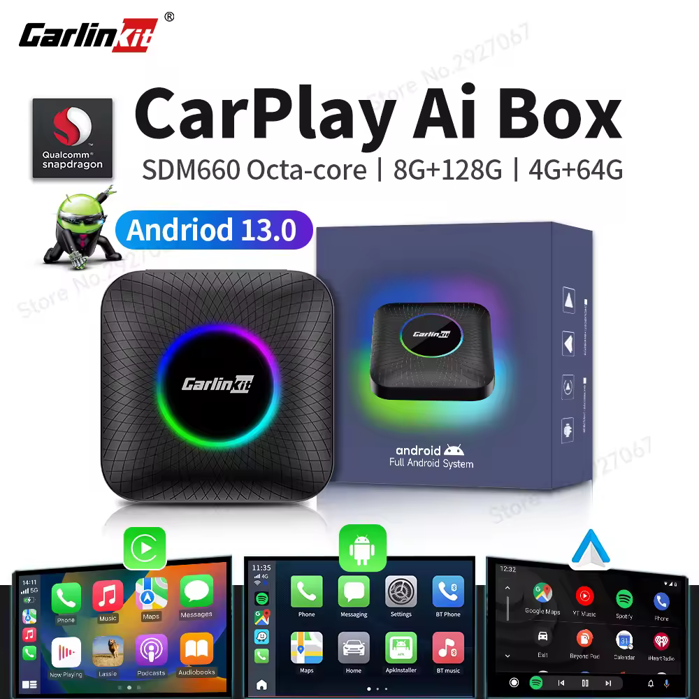 SDM660 CarlinKit CarPlay Ai Box Android 13 תיבת טלוויזיה אוקטה-ליבה אלחוטית CarPlay Android Auto תיבת סטרימינג מולטימדיה חכמה לרכב