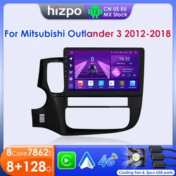Hizpo 2 Din Android 13 For Mitsubishi Outlander 3 2012-2018 Car Multimedia Player Stereo CarPlay Navigation GPS Octa Core 7862