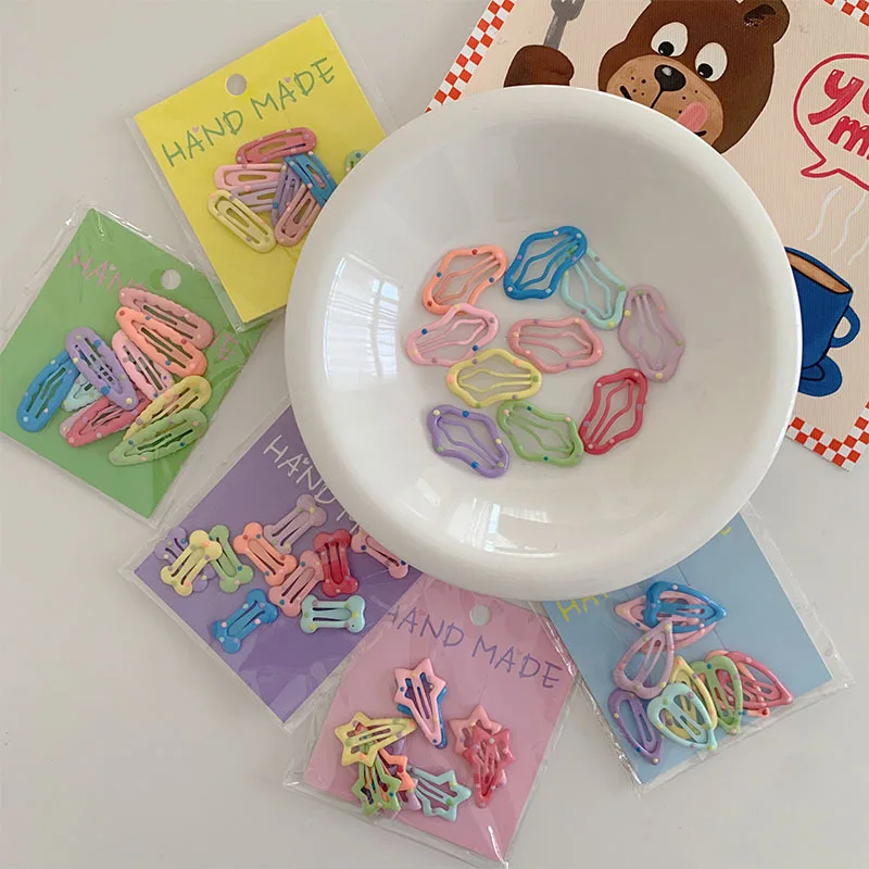 

Mini Colorful Dots BB Clips Cute Polka Dot Hair Clips for Girls Waterdrop Square Shape Broken Hair Side Clips Hair Accessories