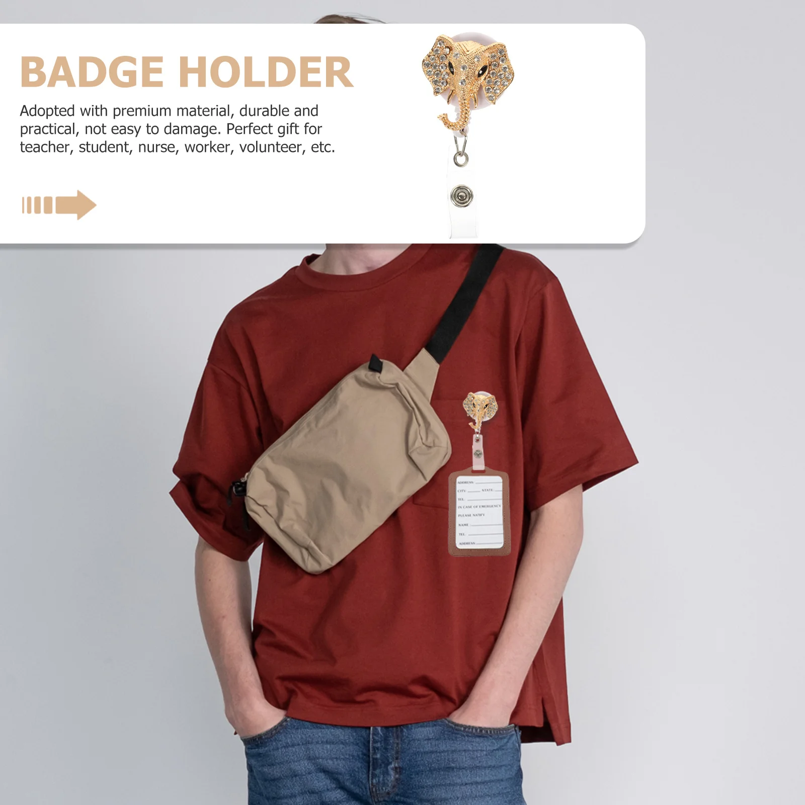 

Elegant Retractable Badge Holder Metal Elephant Clip Secure Belt Design for Instant Access to Id Cards and Nurse Use
