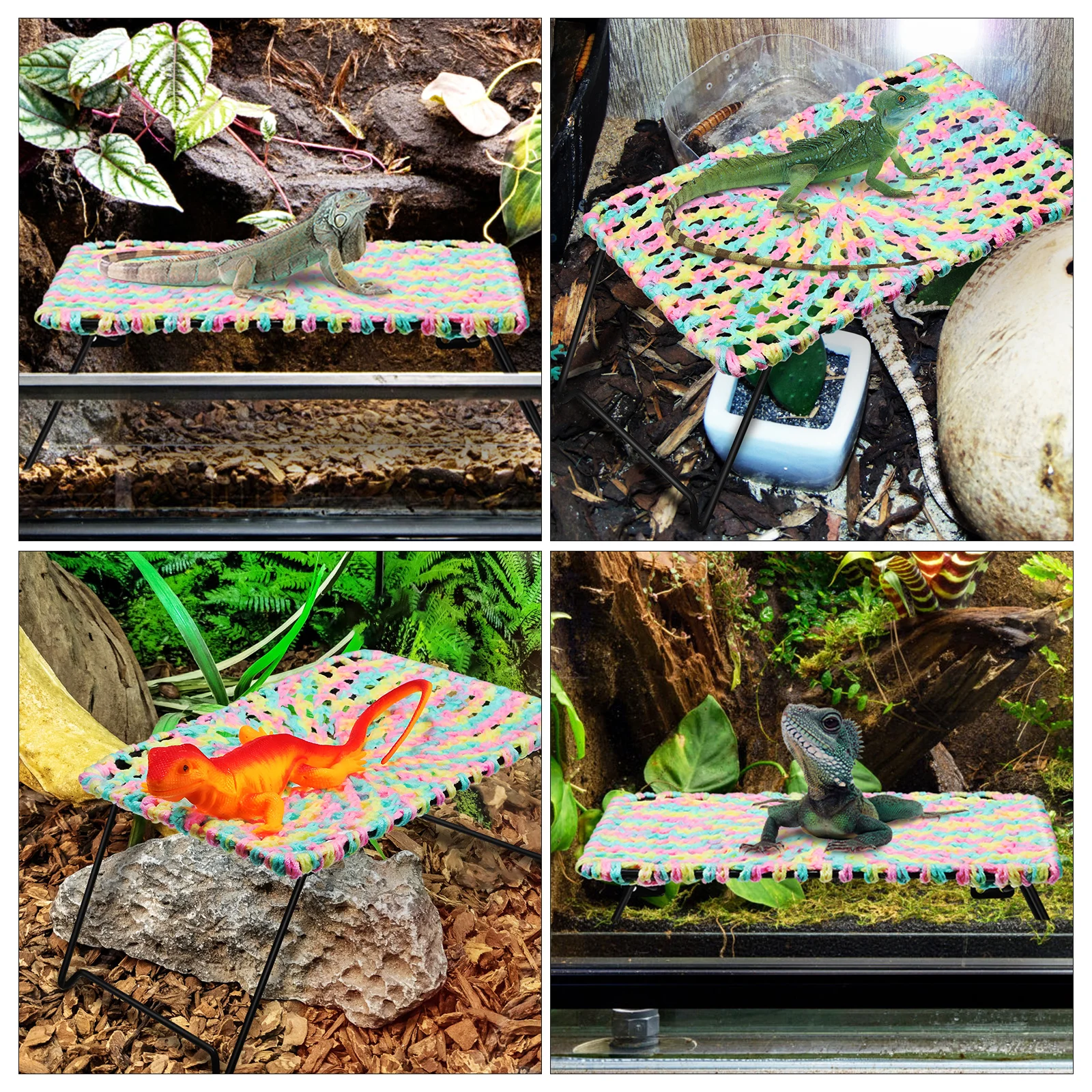 

Multi-Purpose Reptile Bed Lizard Sleeping For Bearded Dragon Foldable Resting Mat Easy Clean Cotton Rope Reptile Supplies Pet