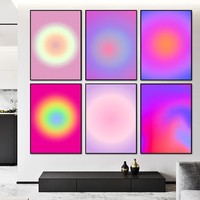 1PC Gradient Halo Poster Self-adhesive Art Waterproof Paper Sticker Coffee House Bar Room Wall Decor