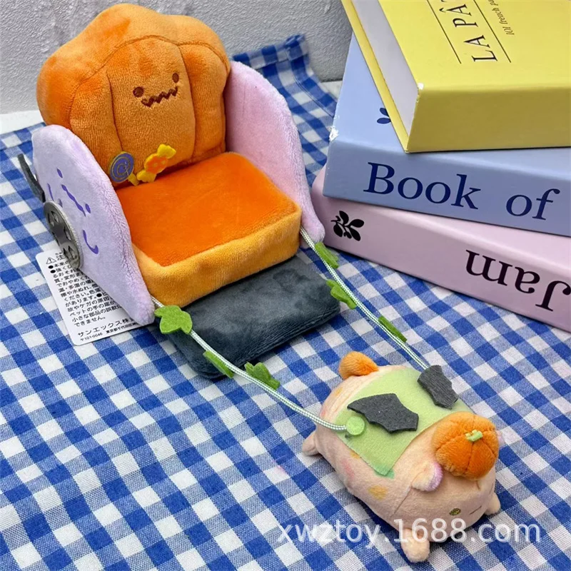 Pluszak San-X Rilakkuma, uroczy pluszowy breloczek z motywem dyni na Halloween, miękki miś, zawieszka do torby, dekoracja anime, prezent
