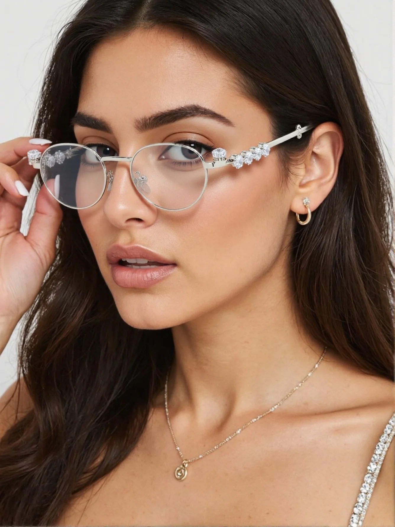 A Pair of Metal New Y2K Antique Heavy Industry Diamond-encrusted Fashion Metal Sunglasses Star with the Same Sweet and Exquisite