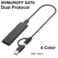 Dual Protocol M2 NVMe/NGFF SATA SSD Case 10Gbps HDD Box M.2 SSD to USB 3.0/3.1 Enclosure Type-A/C Cable PCIe M key/M+B Key 2TB