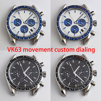 VK63 Case 40MM Case Men's Watch Accessories Quartz Movement Time Electronic Watch Customized VK63 Panda Dial Pointer Watch Parts